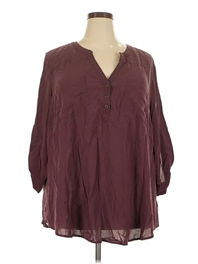 Pre-owned Torrid 3/4 Sleeve Blouse In Burgundy