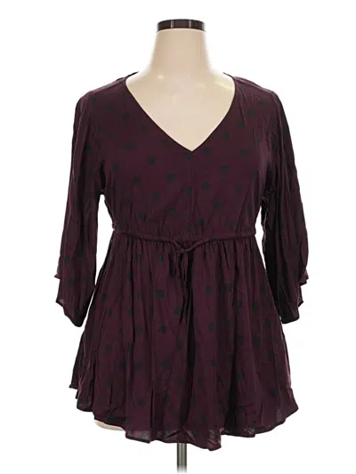 Pre-owned Torrid 3/4 Sleeve Blouse In Burgundy