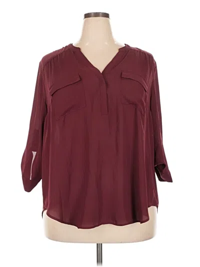 Pre-owned Torrid 3/4 Sleeve Blouse In Burgundy