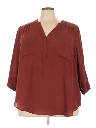 Pre-owned Torrid 3/4 Sleeve Blouse In Burgundy