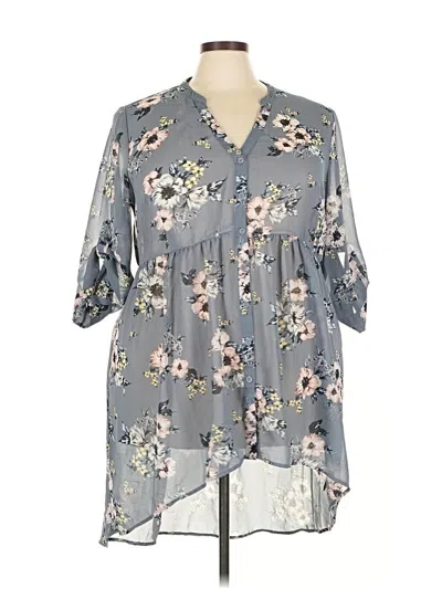 Pre-owned Torrid 3/4 Sleeve Blouse In Gray