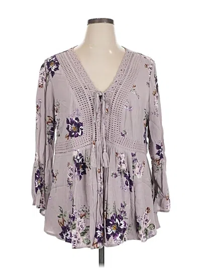 Pre-owned Torrid 3/4 Sleeve Blouse In Gray