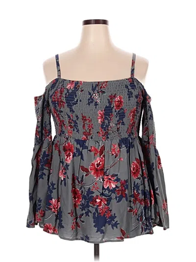 Pre-owned Torrid 3/4 Sleeve Blouse In Gray