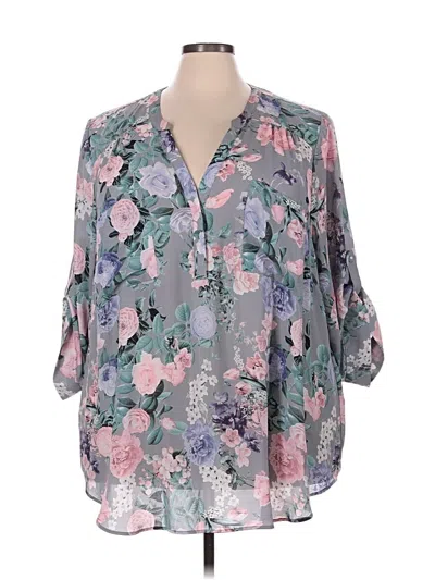 Pre-owned Torrid 3/4 Sleeve Blouse In Gray