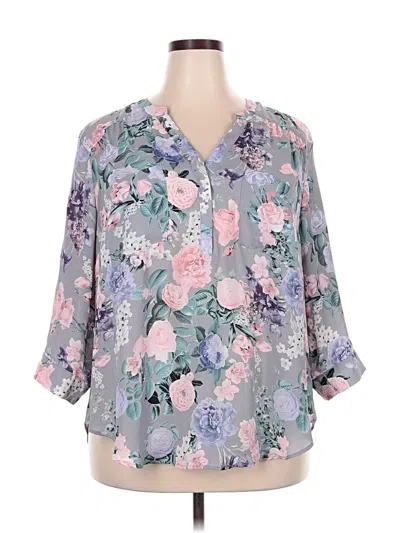Pre-owned Torrid 3/4 Sleeve Blouse In Gray