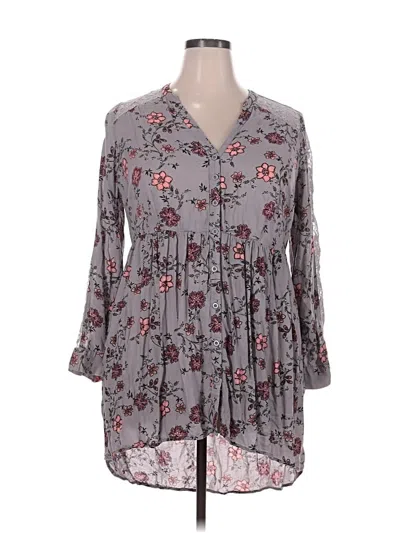 Pre-owned Torrid 3/4 Sleeve Blouse In Gray