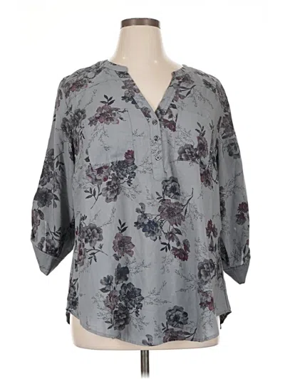 Pre-owned Torrid 3/4 Sleeve Blouse In Gray