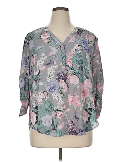 Pre-owned Torrid 3/4 Sleeve Blouse In Gray