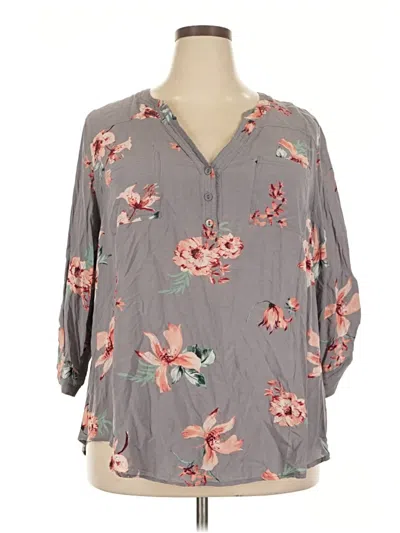 Pre-owned Torrid 3/4 Sleeve Blouse In Gray