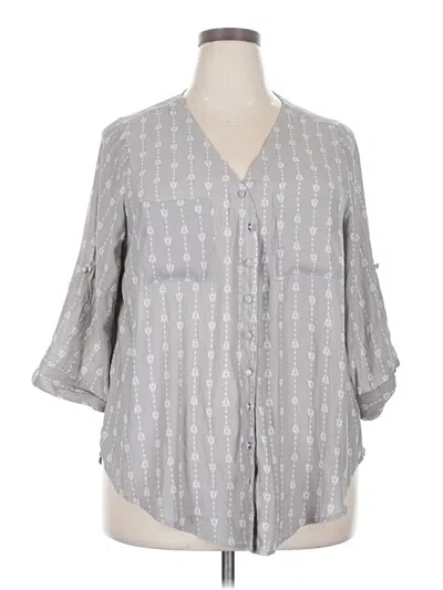 Pre-owned Torrid 3/4 Sleeve Blouse In Gray