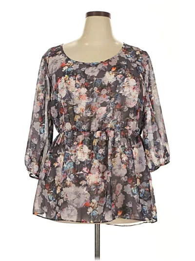 Pre-owned Torrid 3/4 Sleeve Blouse In Gray