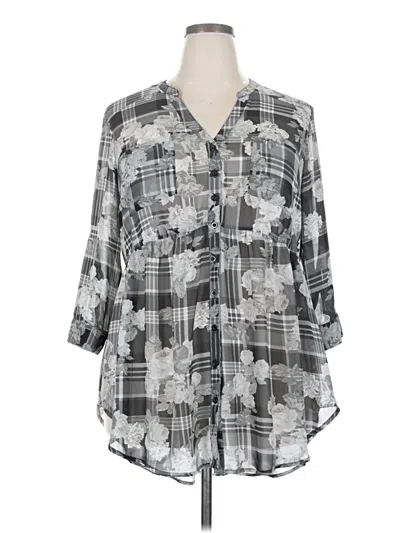 Pre-owned Torrid 3/4 Sleeve Blouse In Gray