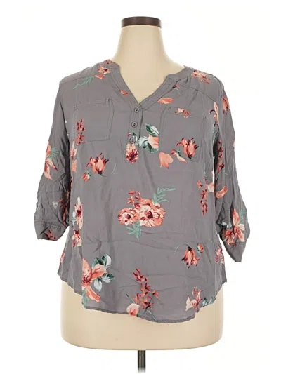 Pre-owned Torrid 3/4 Sleeve Blouse In Gray