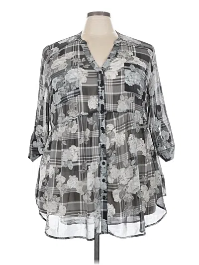 Pre-owned Torrid 3/4 Sleeve Blouse In Gray