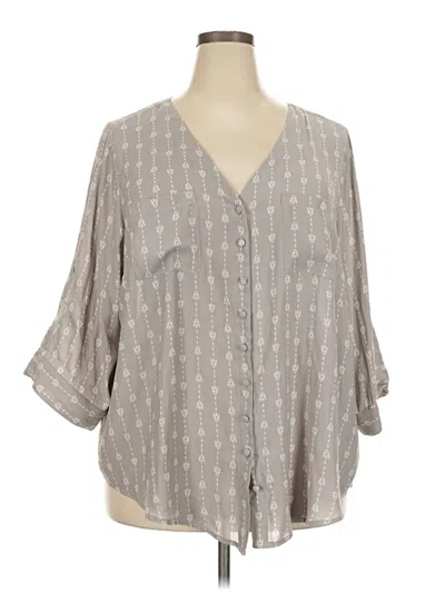 Pre-owned Torrid 3/4 Sleeve Blouse In Gray