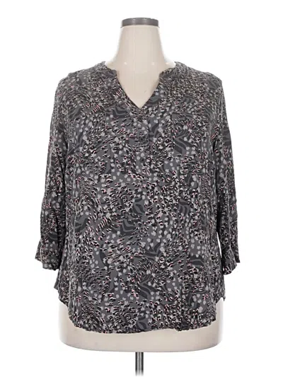 Pre-owned Torrid 3/4 Sleeve Blouse In Gray