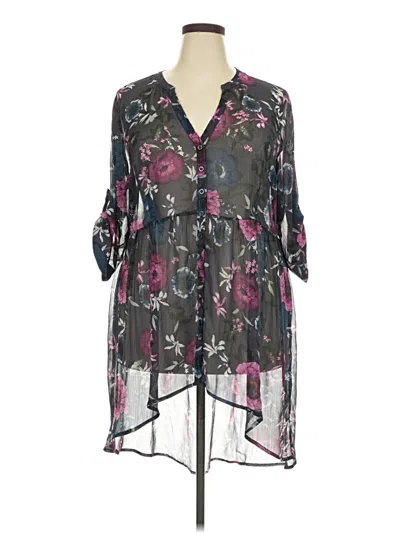 Pre-owned Torrid 3/4 Sleeve Blouse In Gray