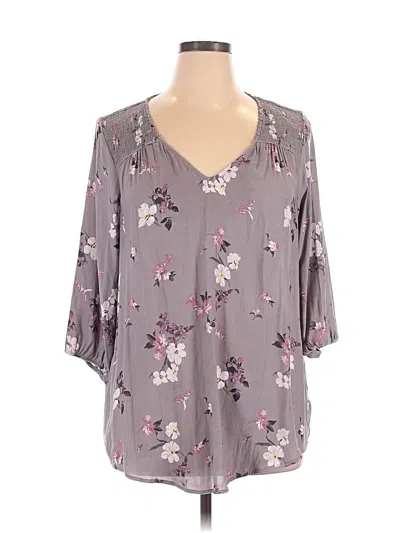 Pre-owned Torrid 3/4 Sleeve Blouse In Gray