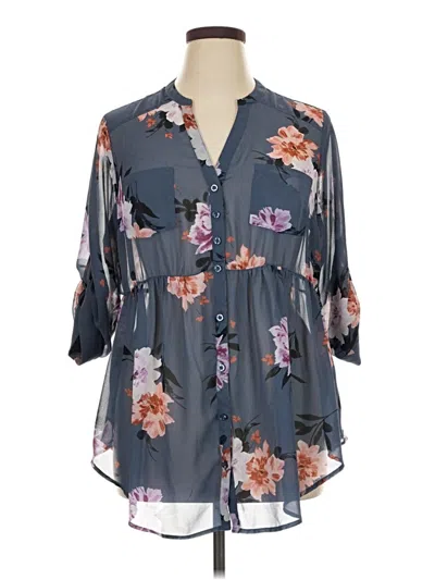 Pre-owned Torrid 3/4 Sleeve Blouse In Gray