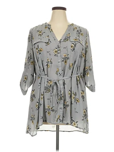 Pre-owned Torrid 3/4 Sleeve Blouse In Gray