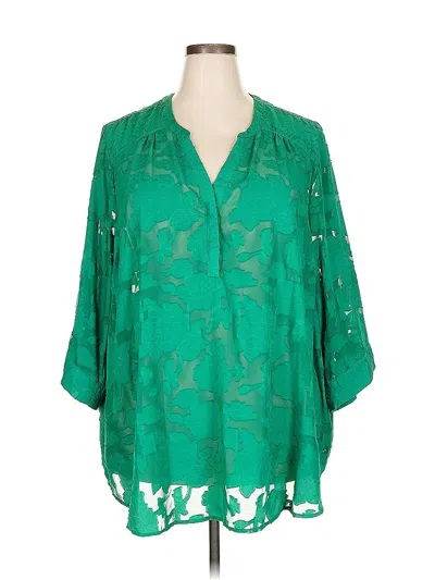 Pre-owned Torrid 3/4 Sleeve Blouse In Green
