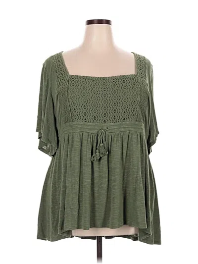 Pre-owned Torrid 3/4 Sleeve Blouse In Green
