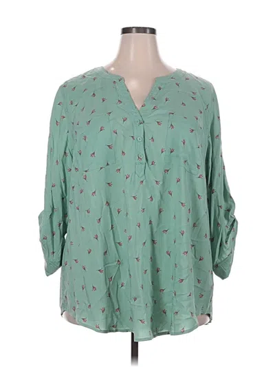 Pre-owned Torrid 3/4 Sleeve Blouse In Green