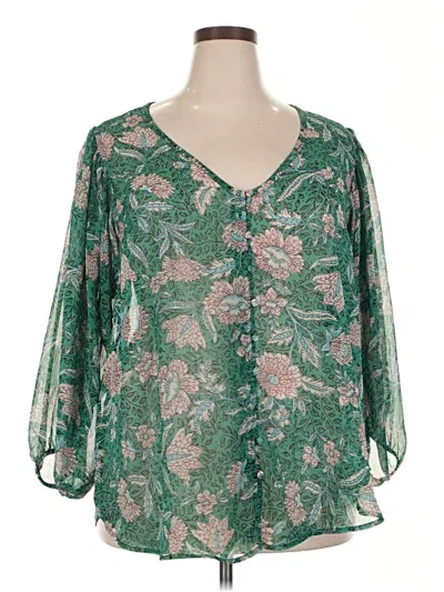Pre-owned Torrid 3/4 Sleeve Blouse In Green