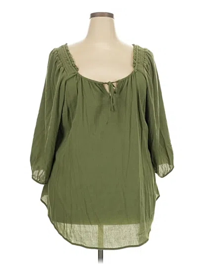 Pre-owned Torrid 3/4 Sleeve Blouse In Green