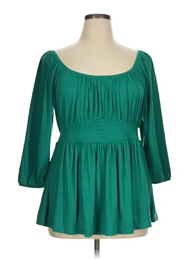 Torrid 3/4 Sleeve Blouse In Green