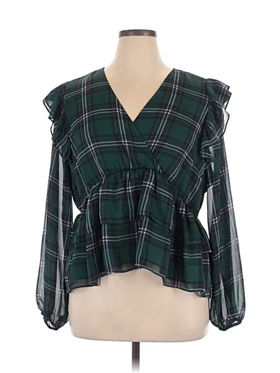 Pre-owned Torrid 3/4 Sleeve Blouse In Green