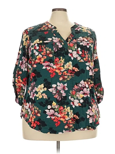 Pre-owned Torrid 3/4 Sleeve Blouse In Green