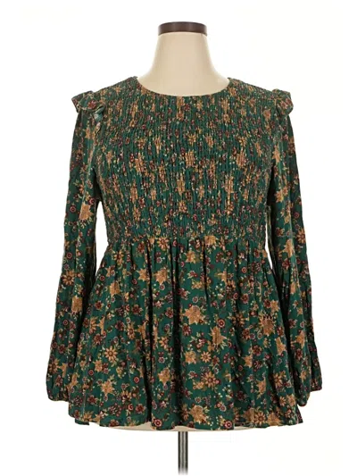Pre-owned Torrid 3/4 Sleeve Blouse In Green