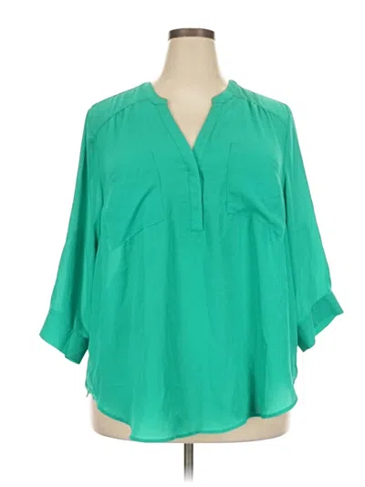 Pre-owned Torrid 3/4 Sleeve Blouse In Green