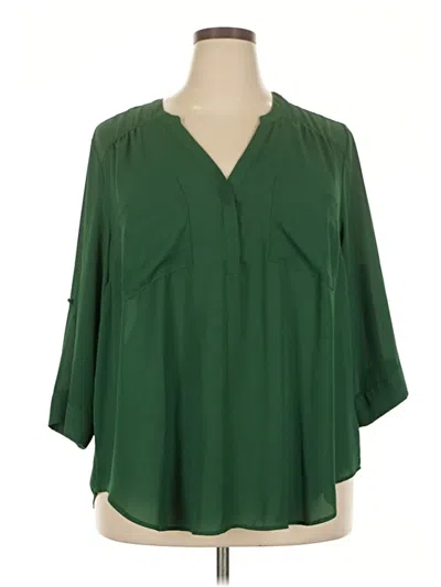 Pre-owned Torrid 3/4 Sleeve Blouse In Green