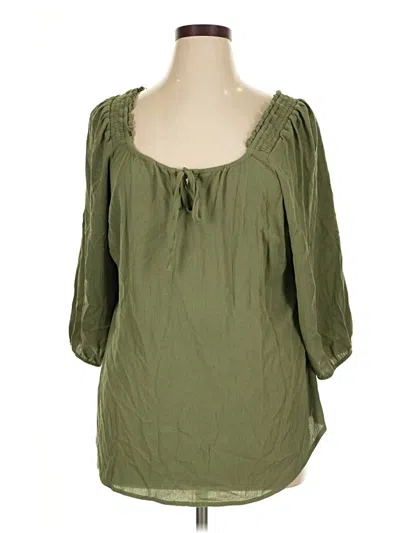 Pre-owned Torrid 3/4 Sleeve Blouse In Green