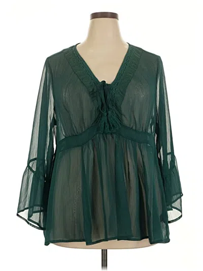 Pre-owned Torrid 3/4 Sleeve Blouse In Green