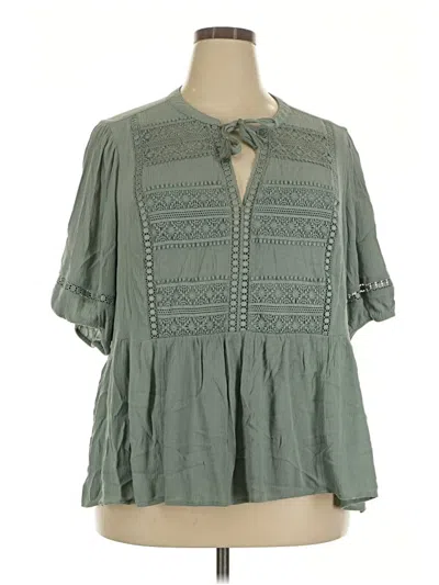 Pre-owned Torrid 3/4 Sleeve Blouse In Green