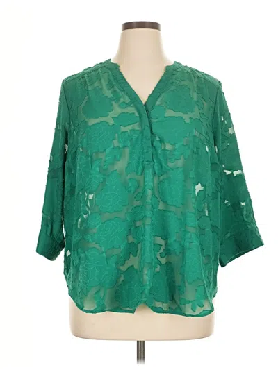Pre-owned Torrid 3/4 Sleeve Blouse In Green