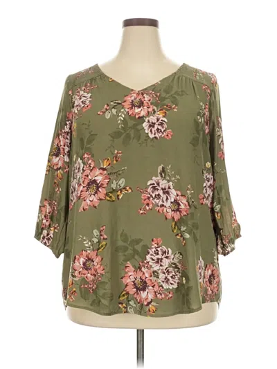 Pre-owned Torrid 3/4 Sleeve Blouse In Green