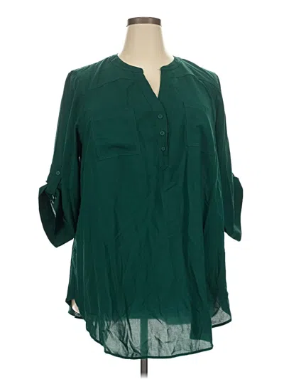 Pre-owned Torrid 3/4 Sleeve Blouse In Green