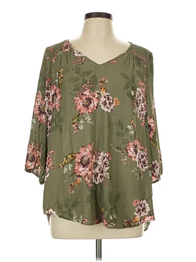 Pre-owned Torrid 3/4 Sleeve Blouse In Green