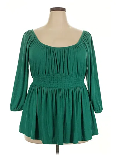 Pre-owned Torrid 3/4 Sleeve Blouse In Green