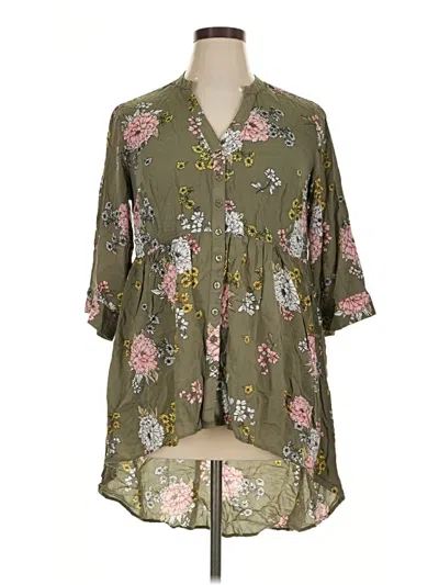 Pre-owned Torrid 3/4 Sleeve Blouse In Green