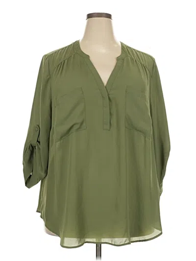 Pre-owned Torrid 3/4 Sleeve Blouse In Green