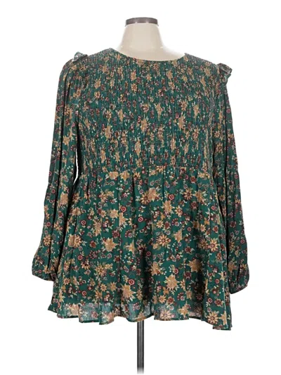 Pre-owned Torrid 3/4 Sleeve Blouse In Green