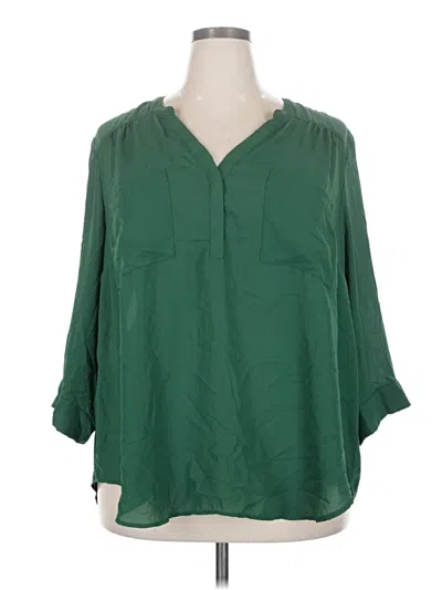 Pre-owned Torrid 3/4 Sleeve Blouse In Green