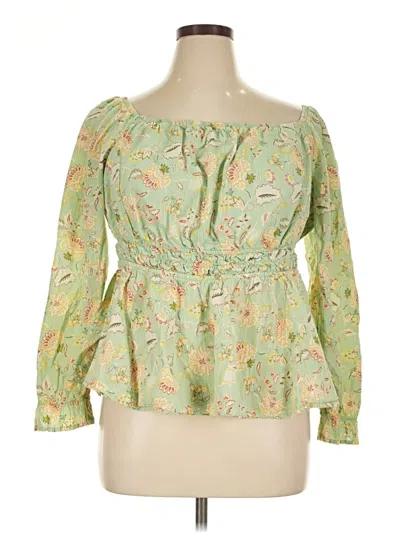 Pre-owned Torrid 3/4 Sleeve Blouse In Green