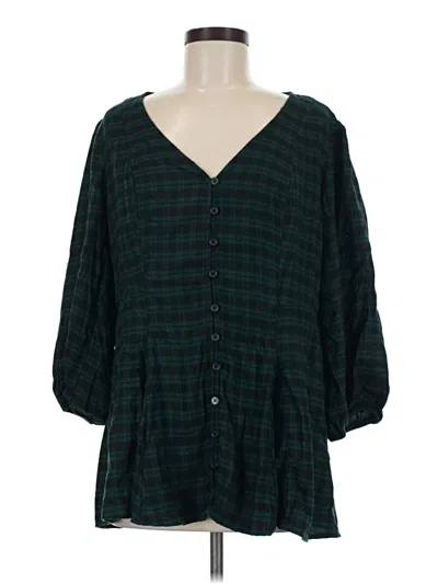 Pre-owned Torrid 3/4 Sleeve Blouse In Green