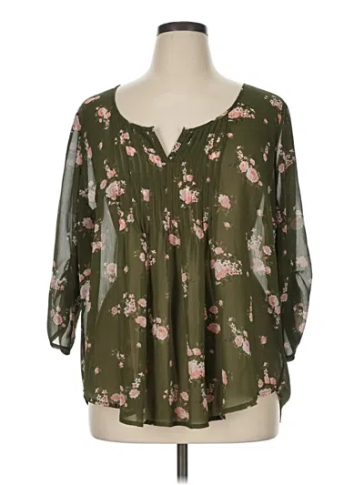 Pre-owned Torrid 3/4 Sleeve Blouse In Green